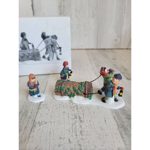 Dept 56 55581 bringing home the yule log village accessory xmas - Picture 1 of 6